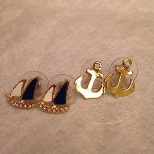 Set of 2 nautical stud earrings