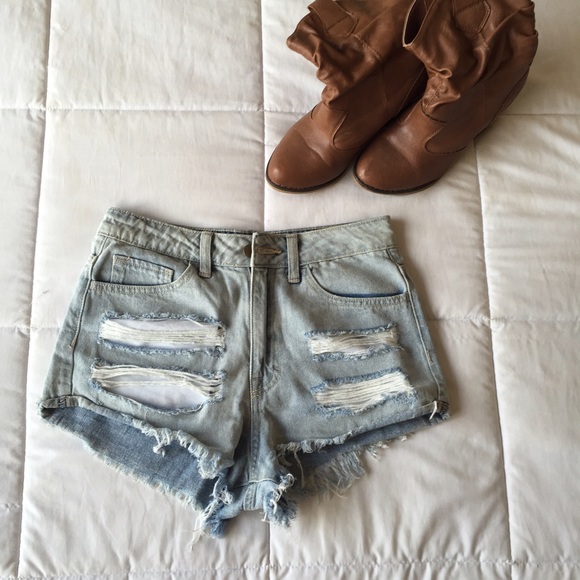 High Waisted Light Wash Jean Shorts