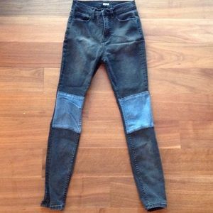 High-Waisted skinny patch jeans