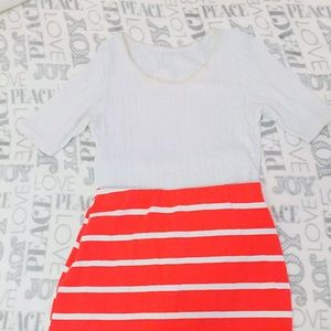 Red Striped Pencil Skirt