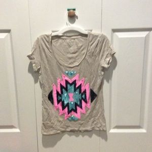 Express tribal sequined graphic tee