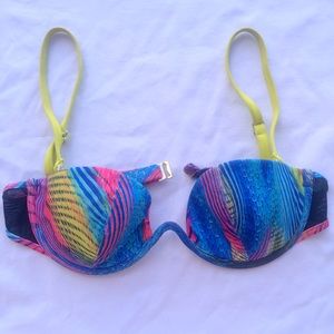 B Swim mesh neon animal print top