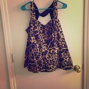 Leopard print structured peplum top