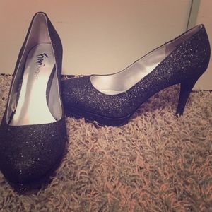 Black sparkly heels