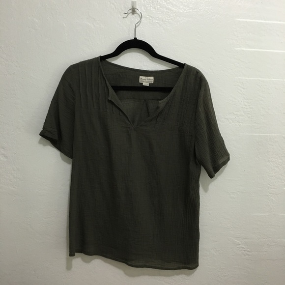 Olive Peasant Top