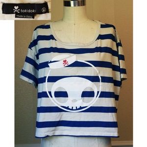 Cute Sailor Tokidoki Stripe Crop Tee Shirt M