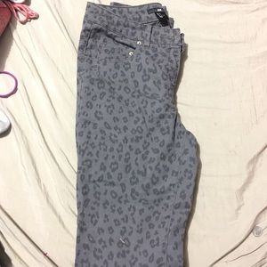 grey cheeta print jeans
