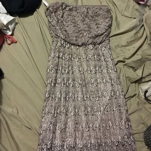 purpelish Gray lace strapless maxi dress
