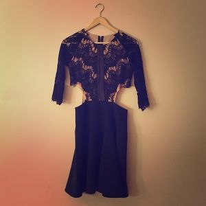 clearance eyelashes lace dress hollow waist