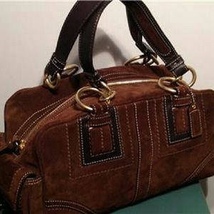 Coach Brown Leather/Suede Midsized Satchel/Purse