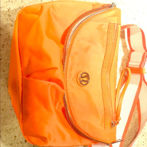 Lululemon neon orange festival bag/purse