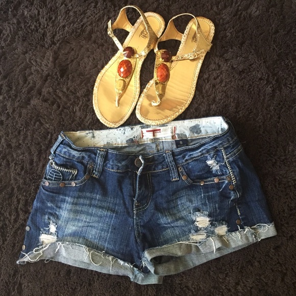 💋Denim ripped shorts
