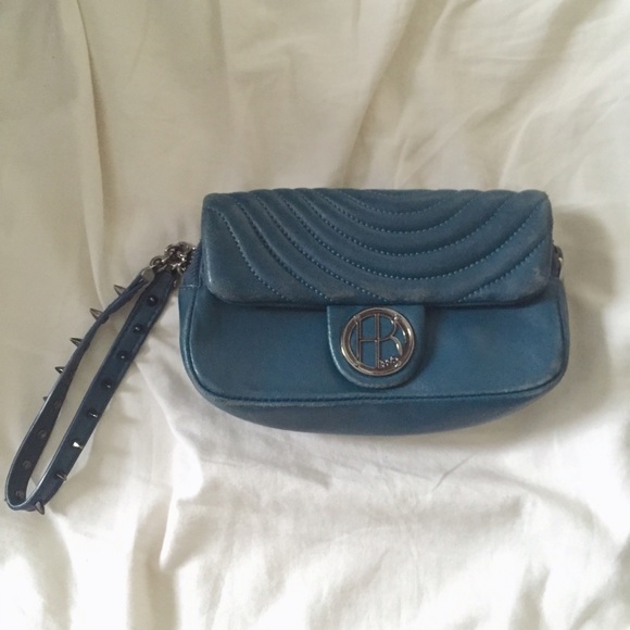 HENRI BENDEL teal wristlet