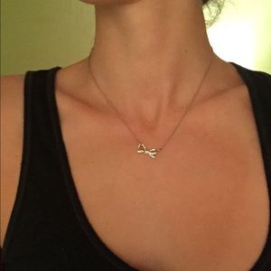 kate spade silver mini pave bow necklace