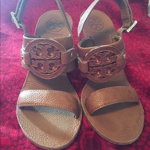 Tory Burch tan wedges