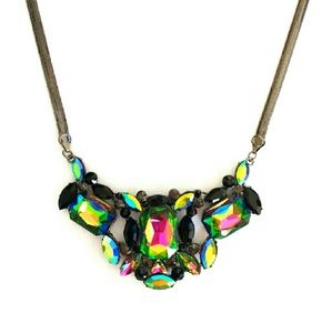 Guess Iridescent Rainbow Statement Jewel Necklace