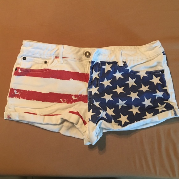 American Flag Denim Shorts