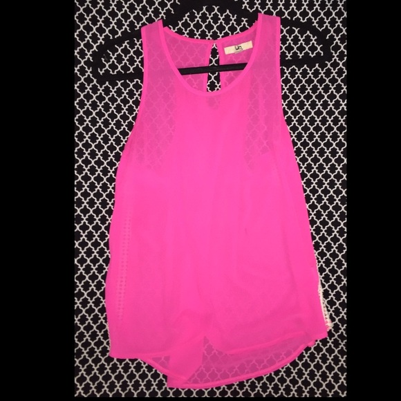 Pink Tank with Crochet Sides