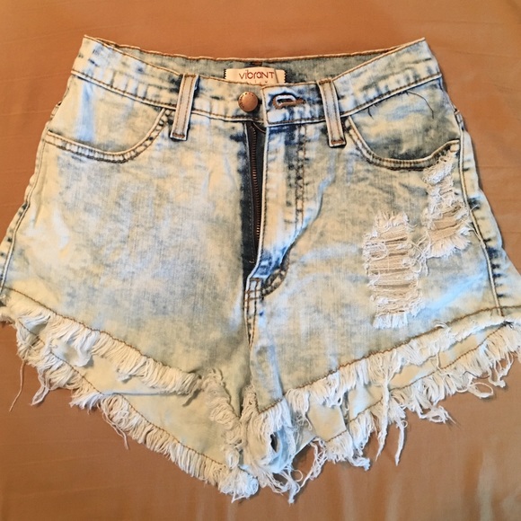 Vibrant MIU High Waist Denim Shorts
