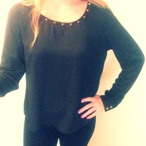 NWT black blouse with gold stud detail NWT black blouse with gold stud detail