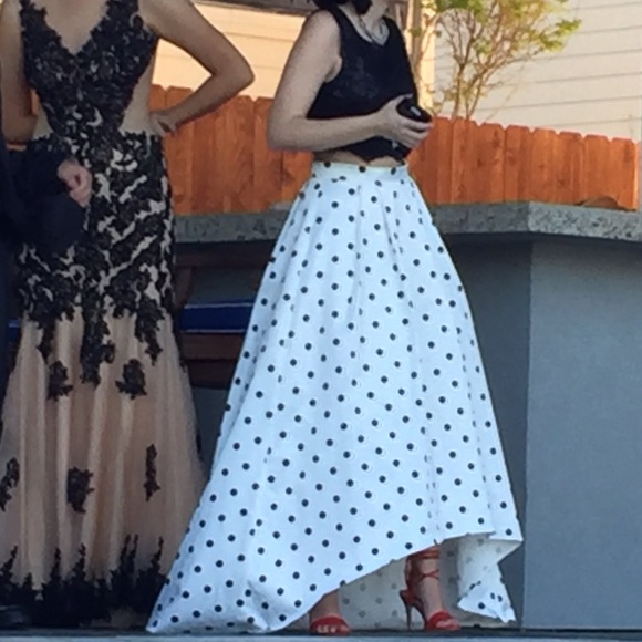 Lace crop top and polka dot skirt (worn once)