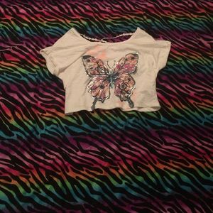Crop top with straps back and butterfly!!