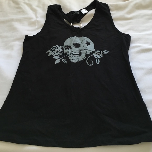 New VENUS Skull n Roses Tank Top