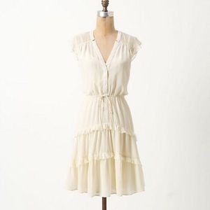 {anthro} Arched Careena dress ivory silk