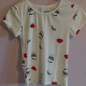 Lip and eyes print t shirt