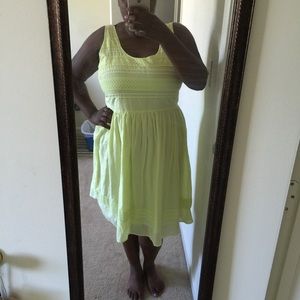 Bright neon yellow knee length dress