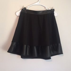 Faux leather trim circle skirt