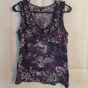 Express sleeveless tank with ruffle neckline