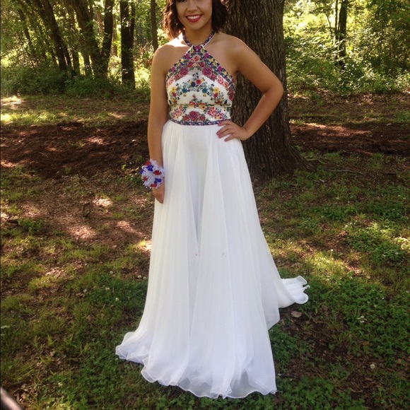Floral Embroidered Prom Dress