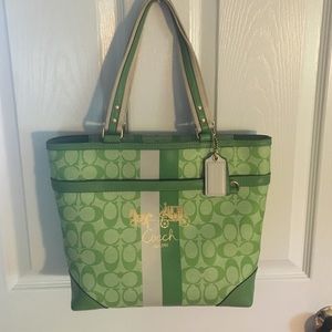 Green Coach tote. Never been used.