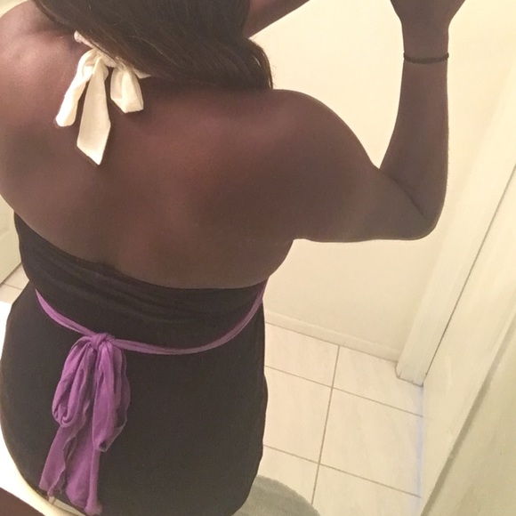 White, Purple, and Black Halter Top - Picture 2 of 4