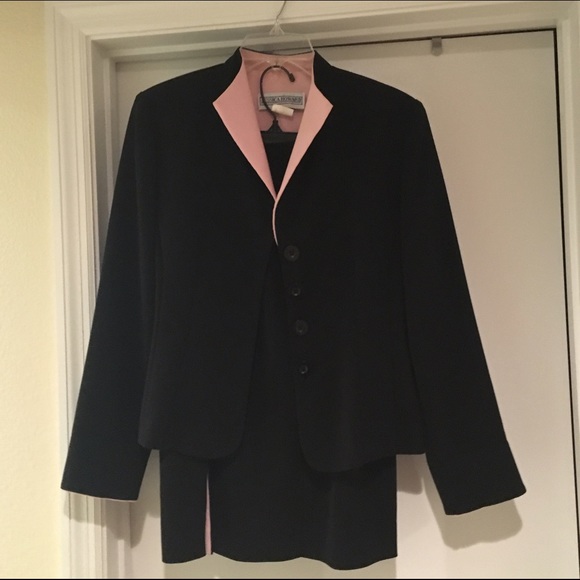 2 piece suit black and pink