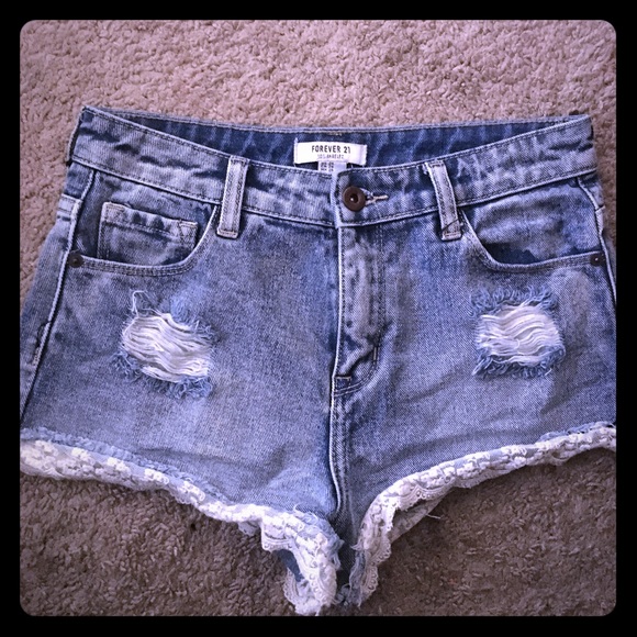 Forever 21 Jean Lace Shorts