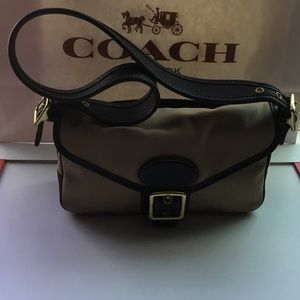 COACH CANVAS LEGACY DEMI FLAP SHOULDER BAG PURSE