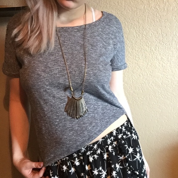 Gray Slanted Crop top - Picture 2 of 2