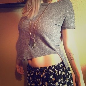 Gray Slanted Crop top