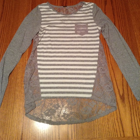 Grey and white stripped shirt