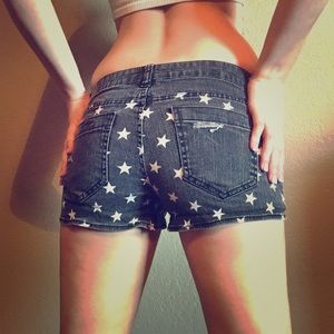 Half & Half American Flag Distressed Shorts