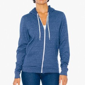 American apparel tri-blend hoodie;tri-navy;size xs
