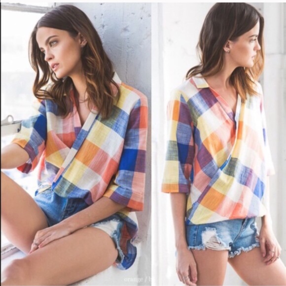 🆕KAITLYN High-Lo Plaid Shirt - PLUM mix - Picture 3 of 4