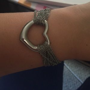 Silver toggle heart bracelet