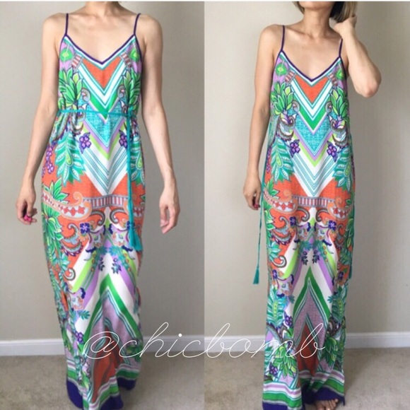 ✳️SALE Amalfi Resort print Slip Dress Sexy back - Picture 3 of 4