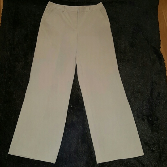 Light tan slacks with grey pinstripe