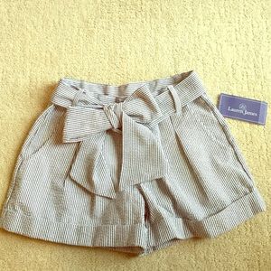 NEW Lauren James Black Stripe Bow Shorts