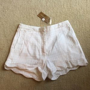 New White Scalloped cotton shorts