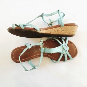Aqua Wedge Sandals
